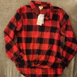 True Craft Red and Black Button Down Shirt